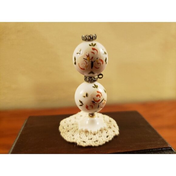 Vintage Miniature Dollhouse Furniture Chest of Drawers Hand Painted Lamp Doily - Picture 4 of 7